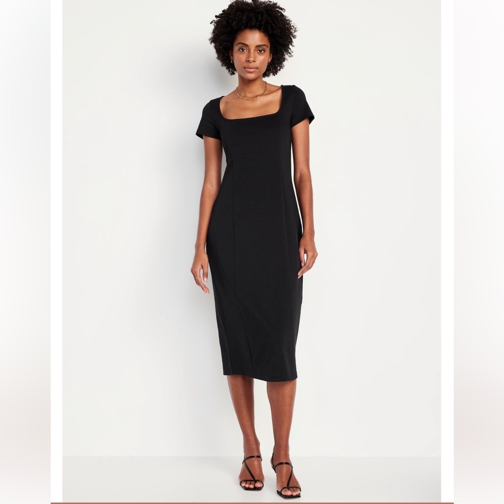 NWT Old Navy black square neck midi s/s dress sz. XL petite